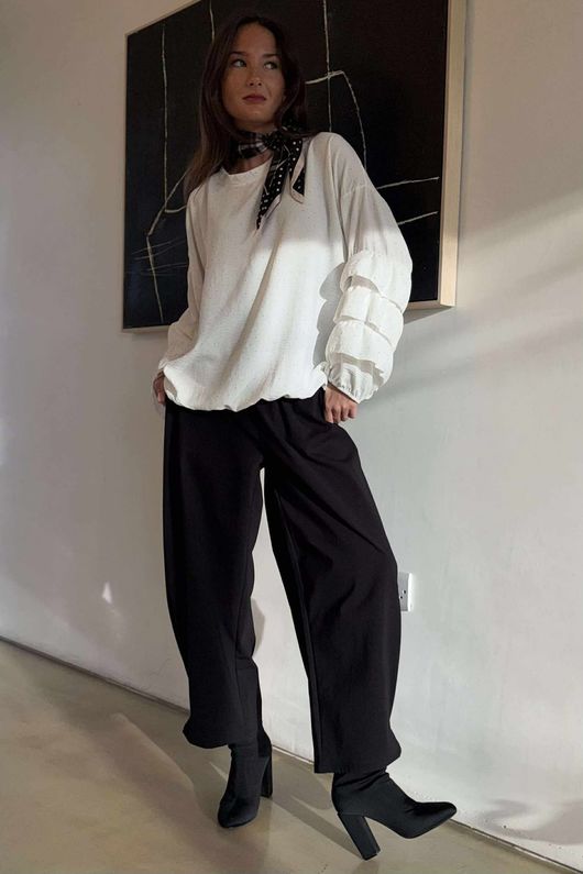 Stella Micro Stud Ruffle Blouse White